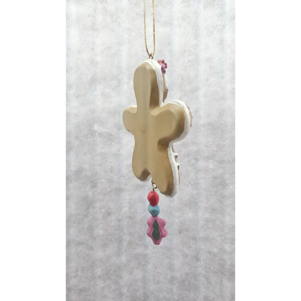 Resin Gingerbread Cookie‎ Christmas Ornament Patchwork White Scarf Hanging Charm